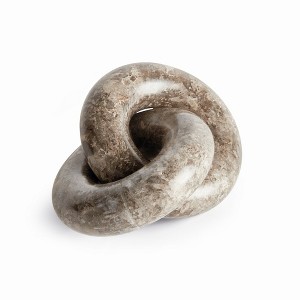 Plum & Post Linked Marble Rings Sculpture - Gray Marble Accent Decor - 1 of 2