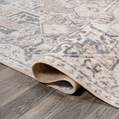 Gray Medallion 5 x 8 Washable Synthetic Area Rug