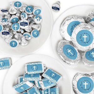 Big Dot of Happiness Blue Elegant Cross - Boy Religious Party Candy Favor Sticker Kit - 304 Pieces - 1 of 4