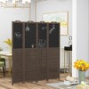 Aghana Digitals 4-Panel Walnut Brown Folding Privacy Screen with Chalkboard, Solid Wood Rustic Room - 2 of 4