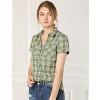 INSPIRE CHIC Women's Classic Short Sleeve Button Down Plaid Shirt - 2 of 4