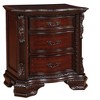 1pc Traditional Nightstand End Table with Three Storage Drawers Brown Cherry Decorative Drawer Pulls Solid Wood Bedroom Furniture - 2 of 4