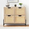 Rattan Shoe Storage Cabinet with 4 Flip Drawers, Farmhouse Freestanding Shoe Organizer with Adjustable Shelves, Narrow Shoe Rack Cabinet for Entryway - 3 of 4