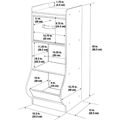 Woodgrain Gray Kids Upright Storage Nook with Reversible Basket