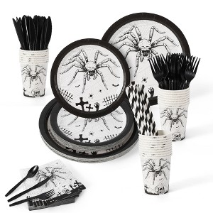 200 Pc Christmas Party Supplies, Funny Tableware Sets: Dinner Plates,Dessert Plates,Napkins,Cups,Spoons,Forks,Knives,Straws for 25 Guests,Party Decor - 1 of 4