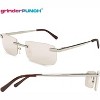 grinderPUNCH Small Slim 90's Popular Nineties Rectangular Sunglasses Clear Rimless Eyewear (Gold Frame - Brown) - 2 of 4