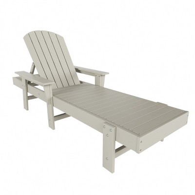 Sand HDPE Adirondack Reclining Chaise Lounge with Arms, 2-Piece Set
