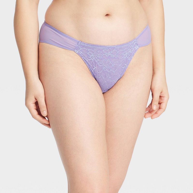 Women's Lace and Mesh Cheeky Lingerie Underwear - Auden™ Purple, 5 of 8