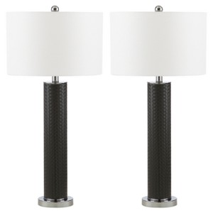 Ollie Gray Faux Woven Leather Table Lamp Set of 2 - Safavieh