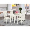 5-Piece Linen White Finish Solid Wood Top - Rectangular Dining Room Set  - Seats 4 - 2 of 4