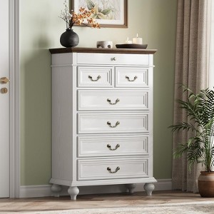 Farmhouse 7-Drawer Dresser with Jewelry Storage, 50" Tall Large Wood Chest of Drawers for Bedroom, Living Room, or Hallway - 1 of 4