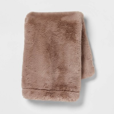 Standard Faux Fur Pillowcase Brown - Threshold™