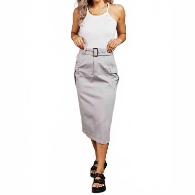 Women's Professional Poise Buckled Midi Skirt - HYFVE