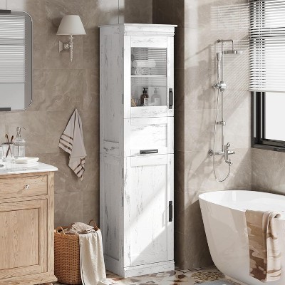 67" Tall Bathroom Cabinet with Doors & Flip Wood Drawer, Storage Cabinet with Adjustable Shelves, Freestanding Organizer for Kitchen, Pantry
