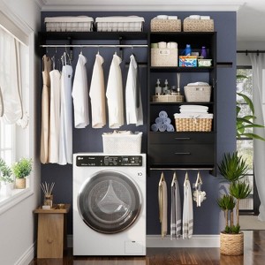 Besiost Closet Organizer System with Wood Drawers, Wall-mounted Laundry Room Storage Shelving - 1 of 4