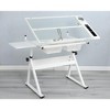 Vynxaria WHITE adjustable tempered glass drafting printing table with chair - 2 of 4