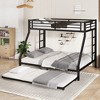 TIRAMISUBEST Metal Bunk Bed with Trundle and Slats Support, Metal Frame Bunk Bedframe with 2 Bulit-in Ladders and Guardrail - 3 of 4