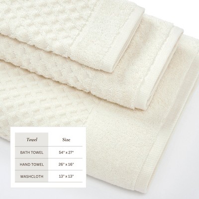 Ivory Cotton Diamond Textured 6-Piece Towel Set