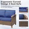 Buenhomino 74'' Patio Sofa, All Weather Outdoor Rattan Wicker 3-Seat Sofa High Back Couch with Premium Cushions for Garden Backyard Porch,Brown/Blue - 2 of 4