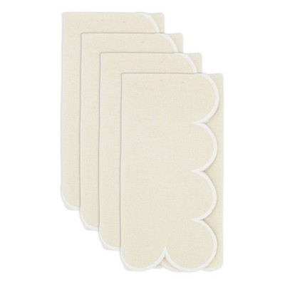 Natural Cotton Scalloped Hem Napkin Set of 4