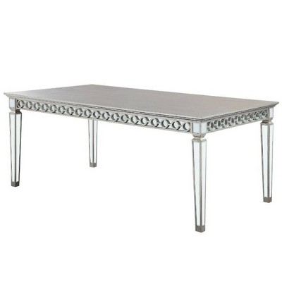Varian Dining Table Mirrored/Antique Platinum - Acme Furniture