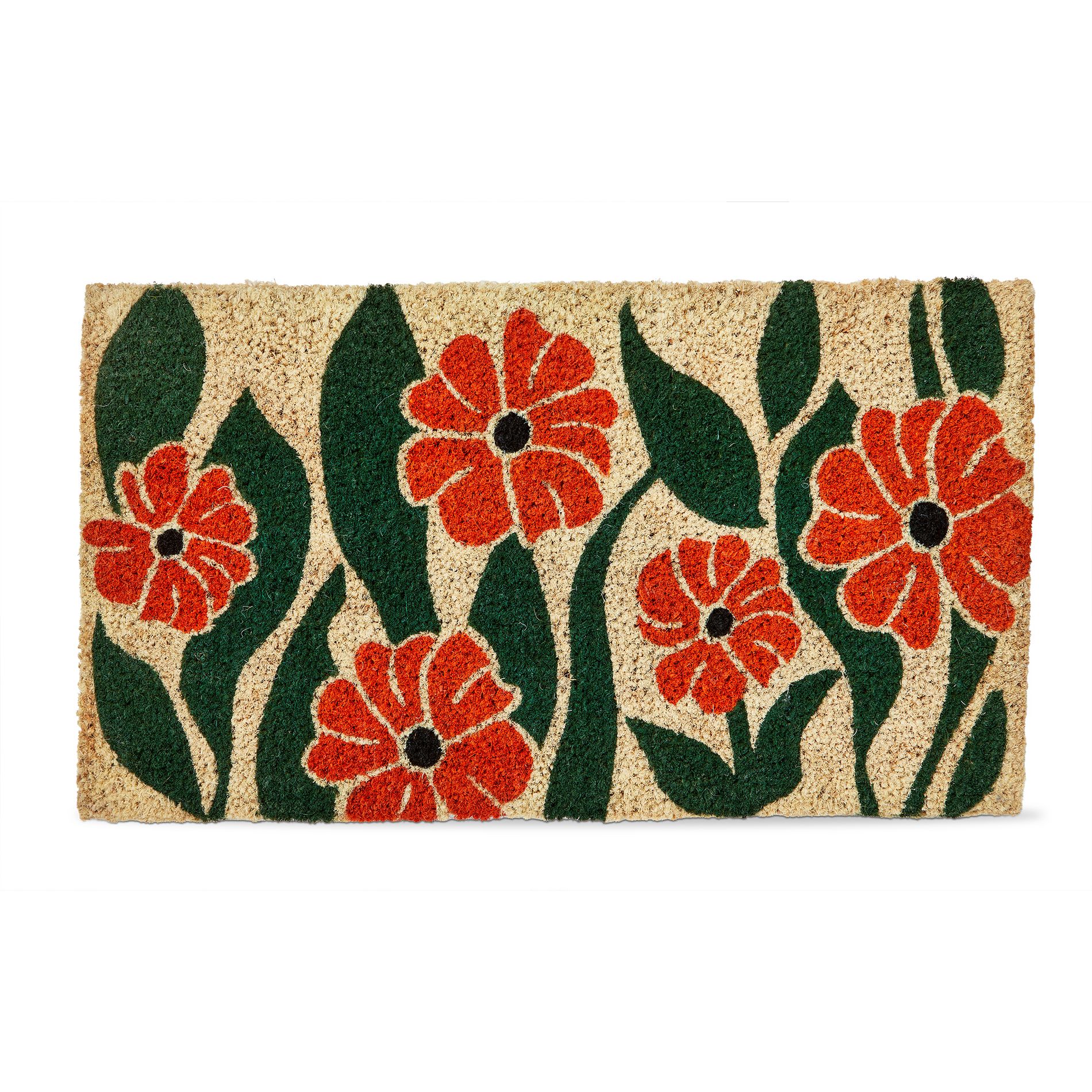 tag 1'6" x 2'6" Orange Flower Coir Mat Multi Everyday Indoor Outdoor Doormat