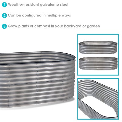Large Silver Galvalume Steel Raised Garden Bed for Outdoor Use