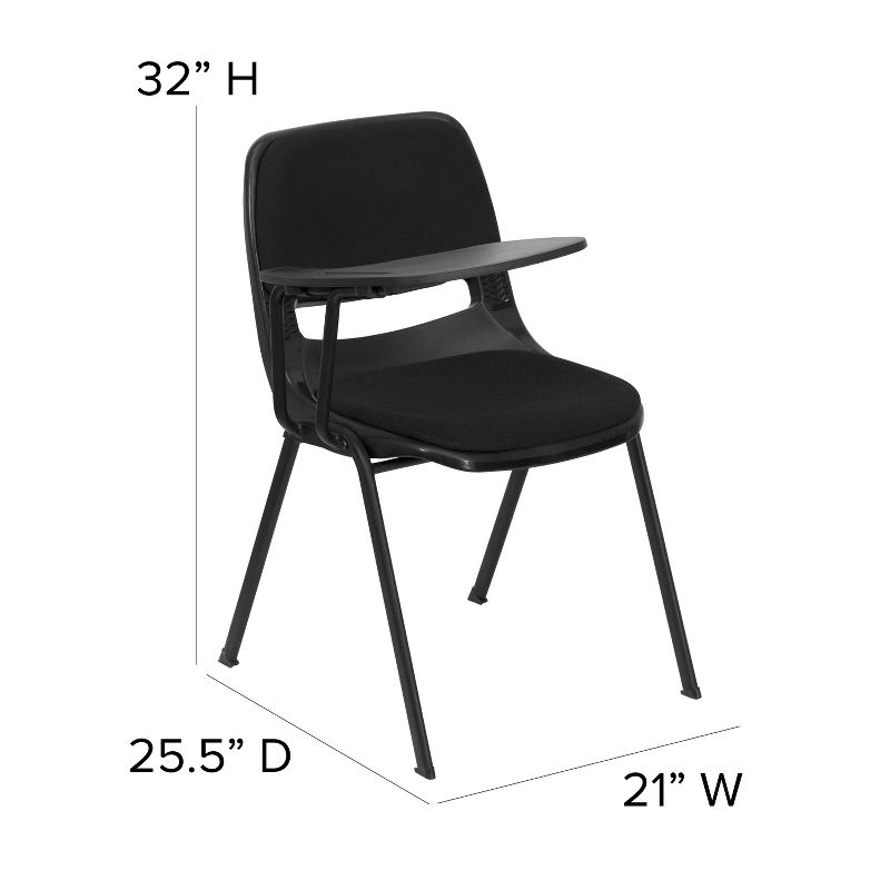 Flash Furniture Black Padded Ergonomic Shell Chair with Right Handed Flip-Up Tablet Arm, 4 of 12