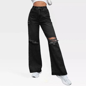 Garvee Women's High Waisted Wide Leg Jeans Distressed Ripped