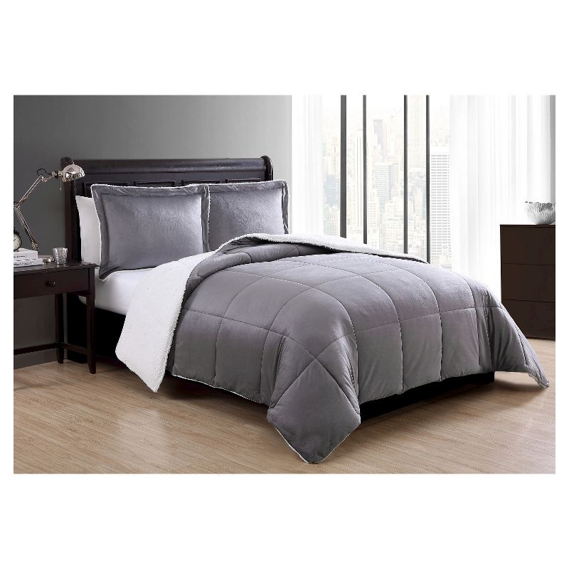 VCNY Micro Mink Faux Shearling Comforter Set, 5 of 6