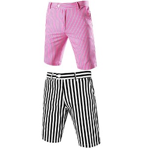 Lars Amadeus Men's Summer Shorts Stripe Slim Fit Flat Front Seersucker Chino Short Pants 2 Pack - 1 of 4