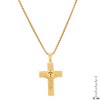 Steeltime 24" Men's stainless steel "Our Father Prayer" crucifix pendant. Color Options: Silver, Gold - 3 of 4