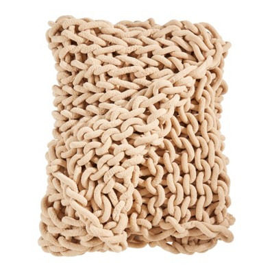 Natural Chunky Knit Cozy Throw Blanket 50 x 60 in