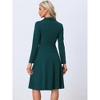 INSPIRE CHIC Women's Elegant Office Square Neck Long Sleeve Pleated A-line Dress - 4 of 4