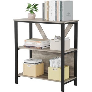 3-Tier Led Book Shelf, Bookcase with Open Display Shelves, Freestanding Bookshelf, for Home Office Living Room, Grey - 1 of 4