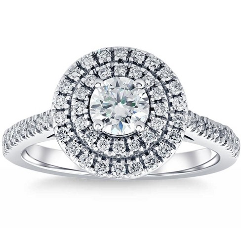 Pompeii3 1 Ct T.W. Diamond Halo Moissanite & Lab Created Engagement Ring in 10k White Gold - image 1 of 4