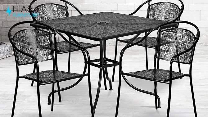 Flash Furniture Oia Commercial Grade 35.5" Square Indoor-Outdoor Steel Patio Table Set with 4 Round Back Chairs, 2 of 13, play video