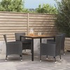 vidaXL 5 Piece Patio Dining Set with Cushions - Black Poly Rattan, Powder-Coated Steel Frame & Acacia Wood Table, Outdoor/Garden/Deck Dining Furniture - 2 of 4