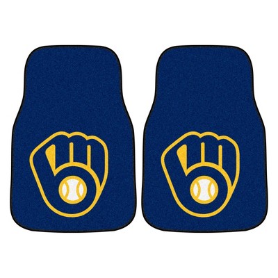 MLB Milwaukee Brewers Carpet Car Mat Set 2pc - Blue