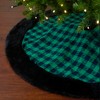 Northlight 48" Green and Black Plaid Plush Christmas Tree Skirt - 2 of 4
