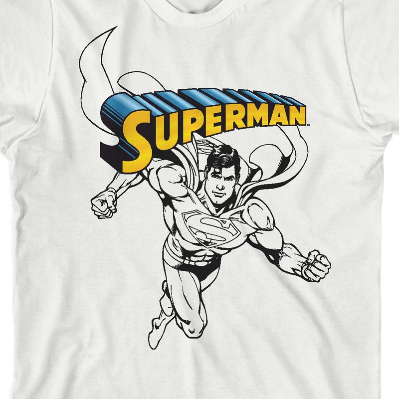Superman Lineart Crew Neck Short Sleeve White T-shirt Toddler Boy to Youth Boy, 2 of 4