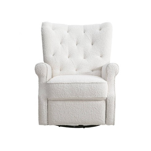 SECOND STORY HOME Alice Wingback Swivel Recliner Accent Chair- Cream Boucle - image 1 of 4