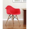 HomeRoots Red And Natural Heavy Duty Plastic And Solid Wood Dining Arm Chair - 2 of 4