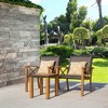 Set 3 Pieces with Wood Grain Aluminum Wicker Padded Porch Chairs,Coffee Table,Outdoor Conversation Set with Beige Sunbrella Pillows - 3 of 4