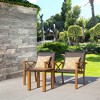 Set 3 Pieces with Wood Grain Aluminum Wicker Padded Porch Chairs,Coffee Table,Outdoor Conversation Set with Beige Sunbrella Pillows - image 3 of 4