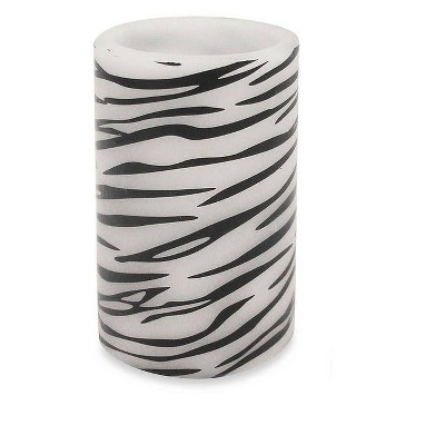 Brite Star 6.75" Zebra Print Battery Operated Flameless LED Lighted Flickering Wax Pillar Candle with Remote