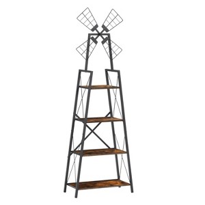 VYNXARIA Rustic Brown and Black 4 - Tier Narrow Book Shelf for Living Room, Bedroom & Kitchen - 1 of 4