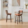 SEYNAR PU Leather 360 Degree Swivel Open Back Bar Stools Wood Legs Set of 2 - 3 of 4