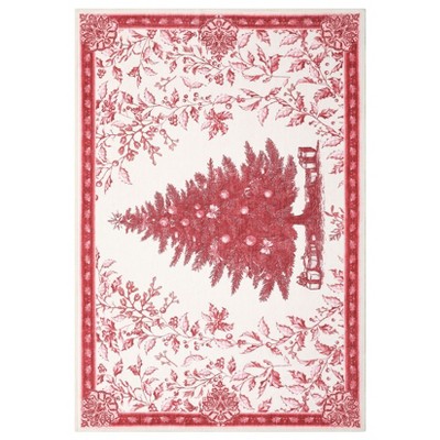 Coolmee  Christmas Tree Cute Outdoor Rug Area Rugs , Non Slip Carpet Rugs, Vintage Washable Rug for Living Room Entryway BackyardGreen