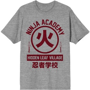 Naruto Shippuden Anime Cartoon Ninja Academy Mens Grey Graphic Tee - 1 of 3